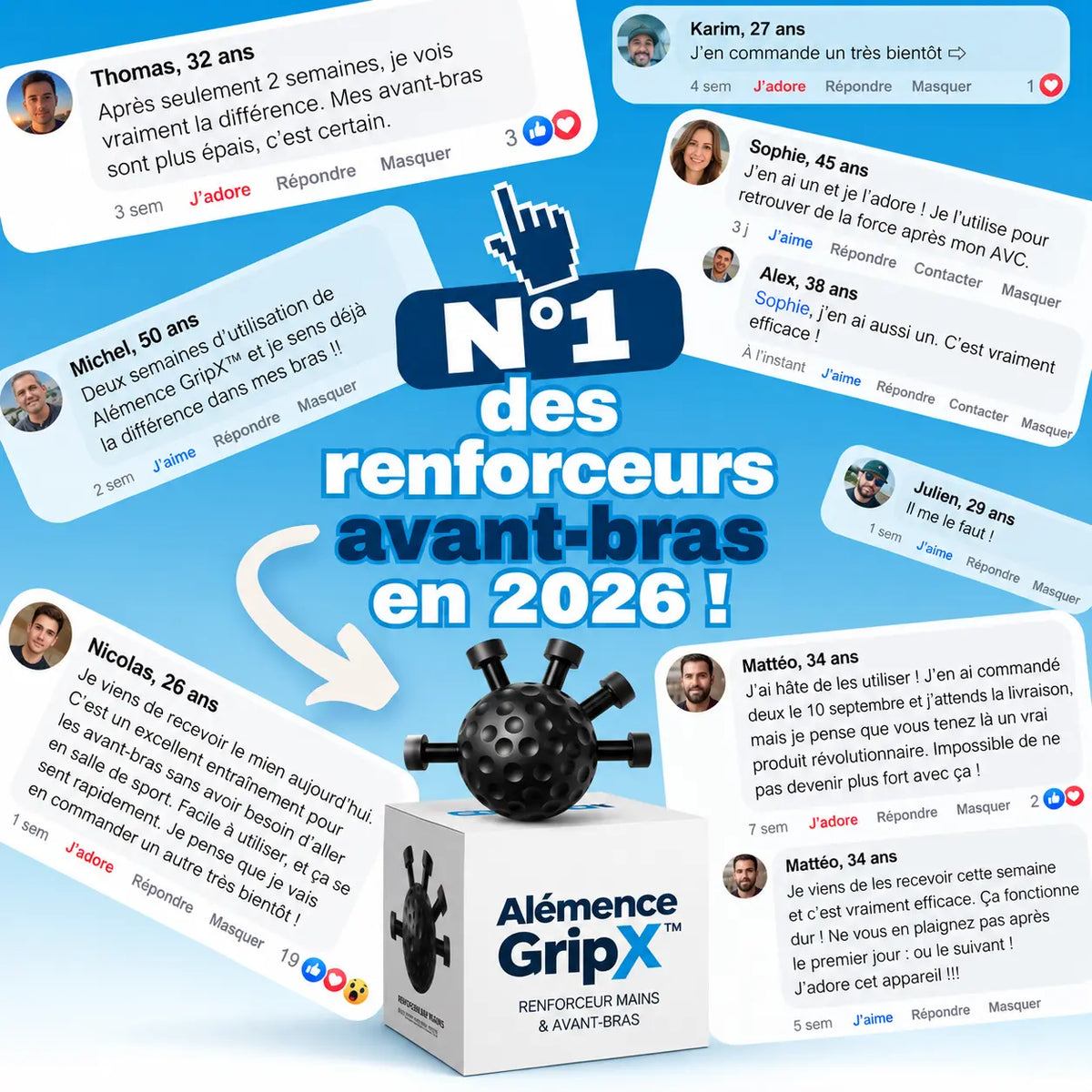 Alémence GripX™ — Renforceur de mains & avant-bras