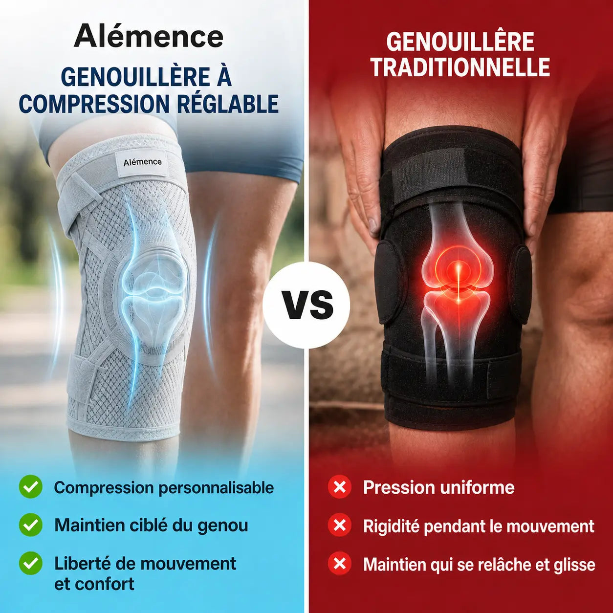 Genouillère à compression réglable